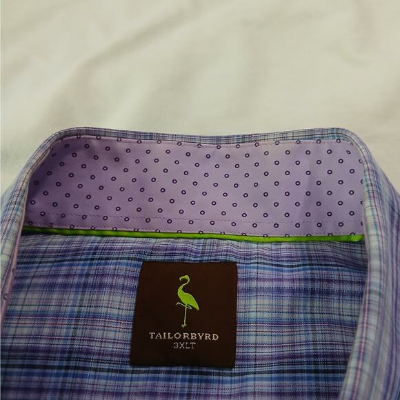 TailorByrd Men's 3XLT Contrast Flipped Cuff Long-Sleeved Button-Up Lavender/Blue - Picture 9 of 14